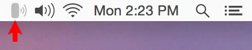 Mobile Mouse Server icon in the Mac menu bar